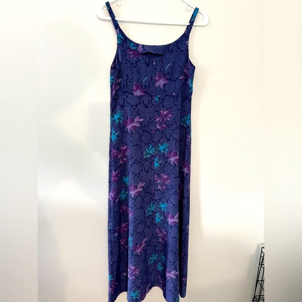 VTG 90s Y2K DBY Floral Dress Maxi Midi Dress Hippie Boho Blue Purple Size XS S
